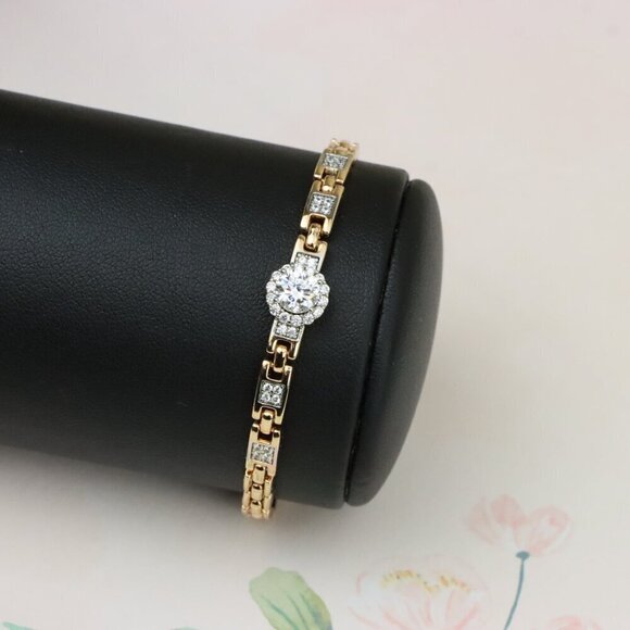 "Rose Gold Bracelet with Sparkling Centerpiece & Link Detailing, XPBL0830 - Picture 12 of 12